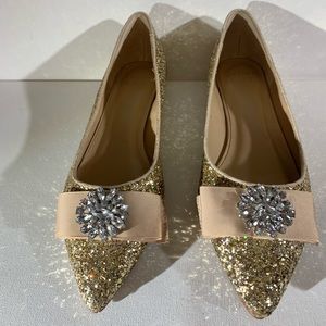 Crown & Ivy Addison Gold Sparkle Flats Size 8